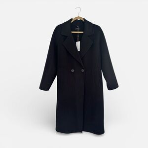Quince Double-Faced Merino Wool Notched Lapel Coat Black Small NWT